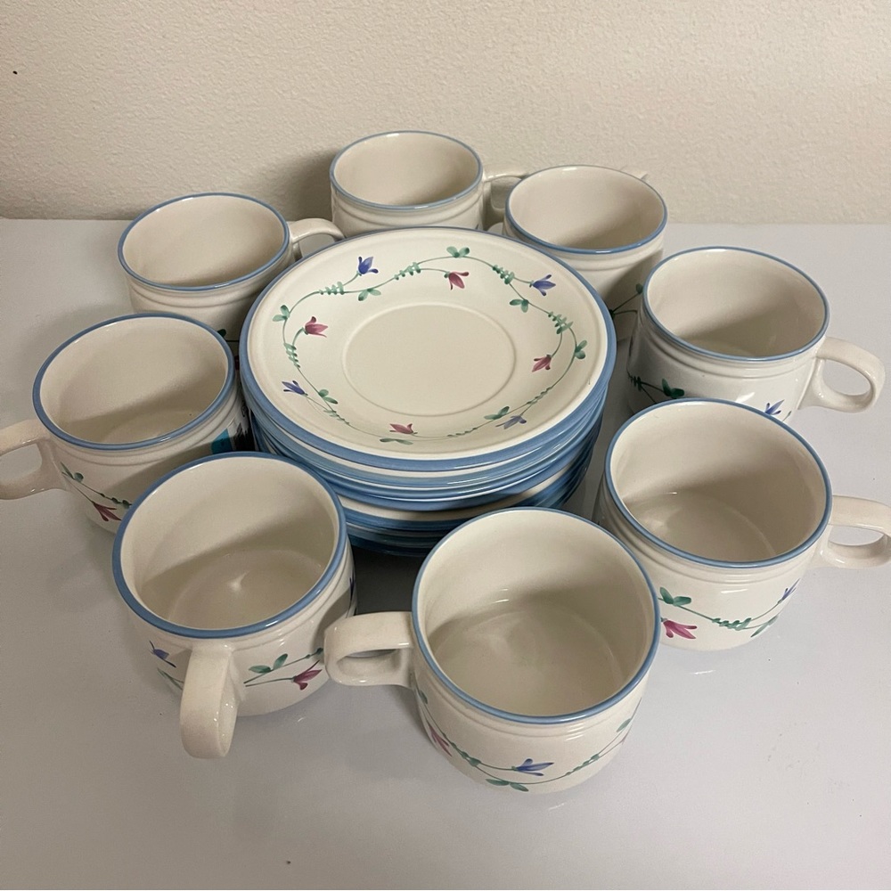 16pcs handpainted Savoir Vivre porcelain Teacup /coffee and Saucer set NWOT